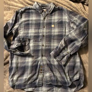 Carhartt men's loose fit heavyweight flannel long-sleeve plaid shirt.